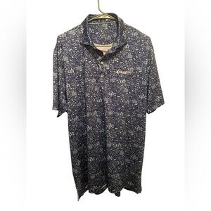 johnnie-O Navy and Light Blue Patterned Polo Shirt